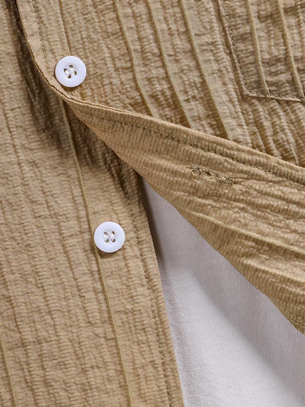 Tristan - Men's Textured Cuban Collar Shirt Casual Shorts Set