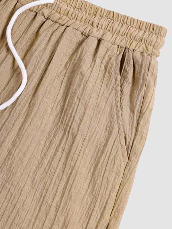 Tristan - Men's Textured Cuban Collar Shirt Casual Shorts Set