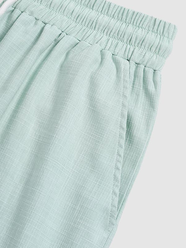 Ryan - Men's textured short-sleeved shirt casual shorts solid color set