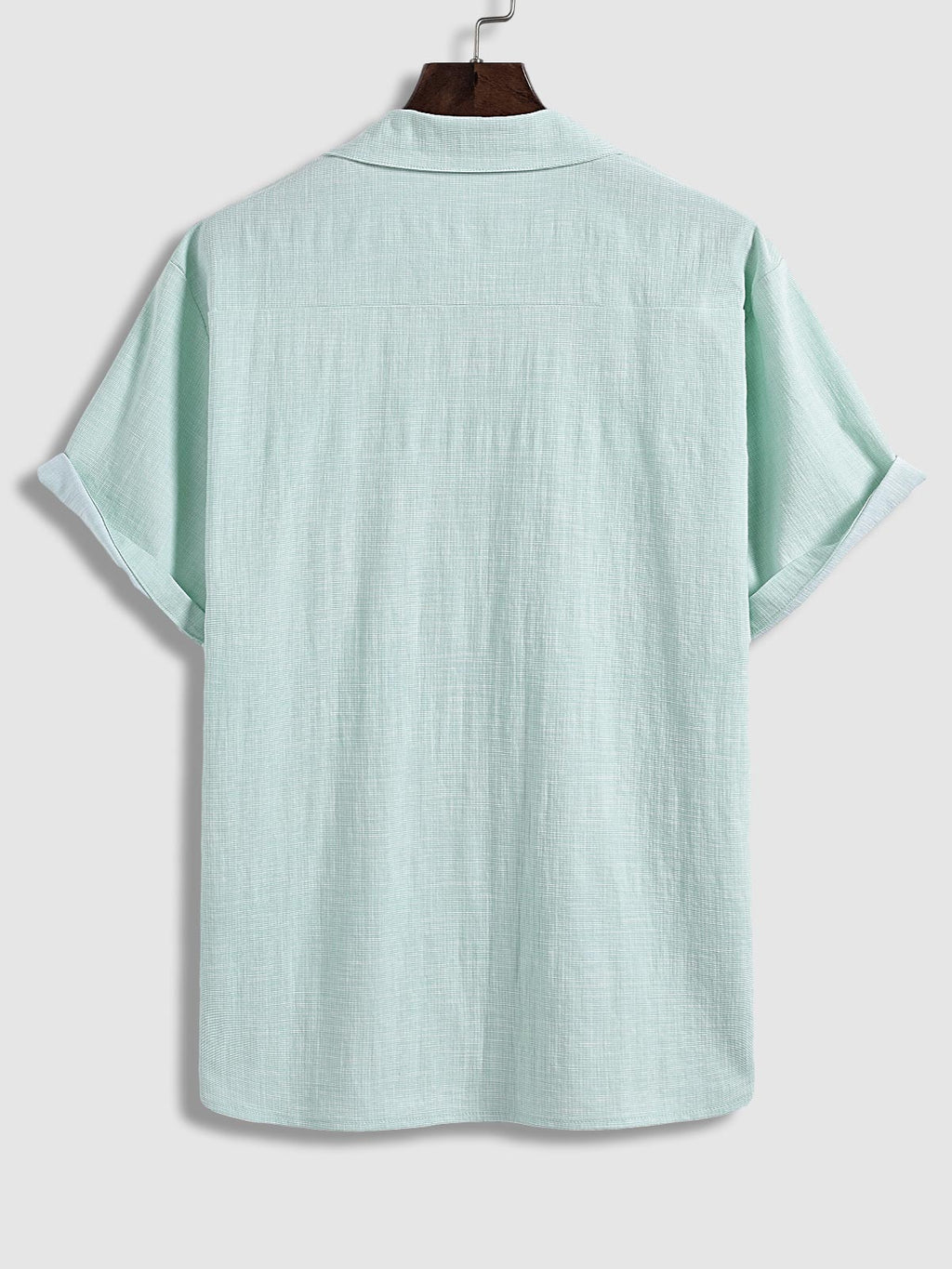 Ryan - Men's textured short-sleeved shirt casual shorts solid color set