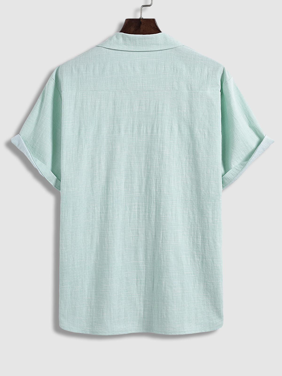 Ryan - Men's textured short-sleeved shirt casual shorts solid color set