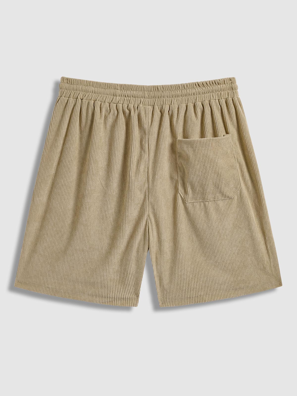 Xtian - Men's Textured Waffle Cuban Collar Shirt Corduroy Casual Shorts Set